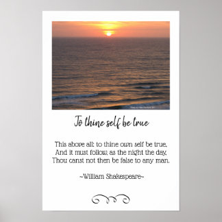 Ocean Sunrise Seascape and Shakespeare Photo Poster