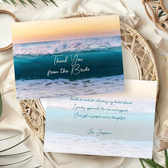 Ocean Sunrise Shower Thank You From Bride Card (Creator Uploaded)