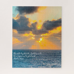 Ocean Sunrise, Verse from Psalm 118:24  Jigsaw Puzzle