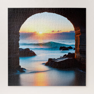 Ocean Sunrise with Brick Tunnel Jigsaw Puzzle