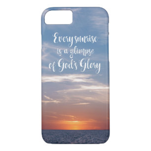 Ocean Sunrise with glimpse of God's Glory Quote iPhone 8/7 Case
