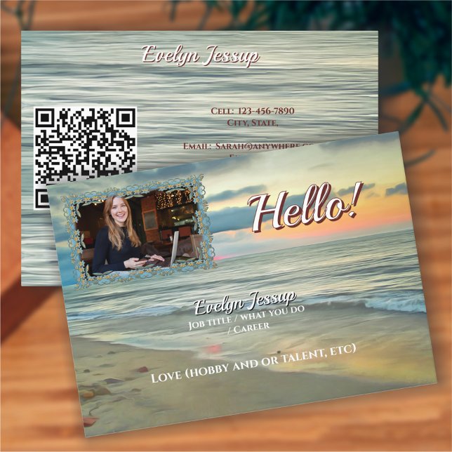 Ocean Sunset 0735 QR Code Hello Calling Card (Creator Uploaded)
