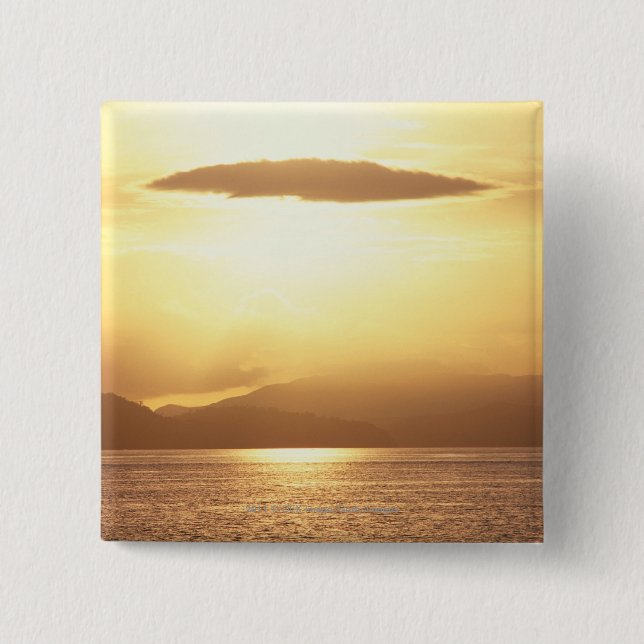 Ocean sunset 15 cm square badge (Front)