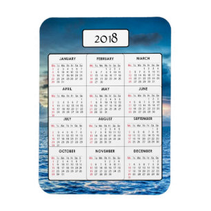Ocean Sunset 2018 Calendar Magnet