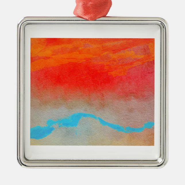 Ocean Sunset Abstract Metal Ornament (Front)