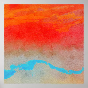 Ocean Sunset Abstract Poster