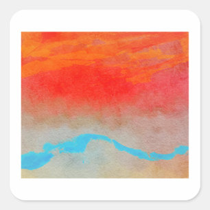 Ocean Sunset Abstract Square Sticker