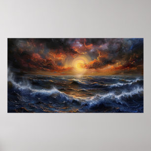 Ocean Sunset Art Poster
