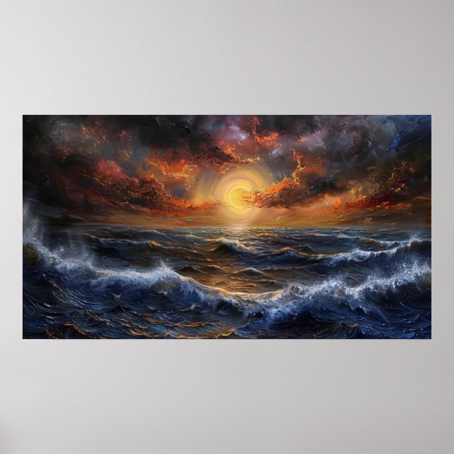 Ocean Sunset Art Poster (Front)