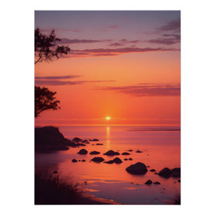 Ocean Sunset at the Beach Poster