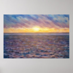 Ocean Sunset Beach Art Impressionist Poster