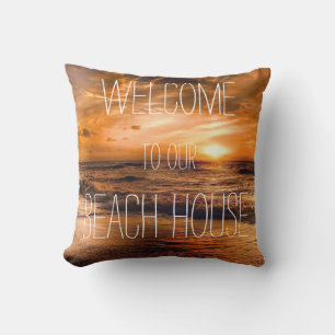 Ocean Sunset Beach House Welcome Cushion