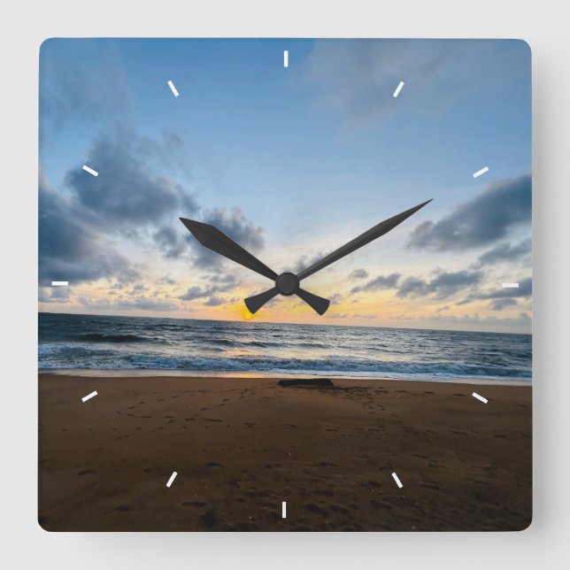 Ocean Sunset Beach Photo Decorative Wall Clock (Front)