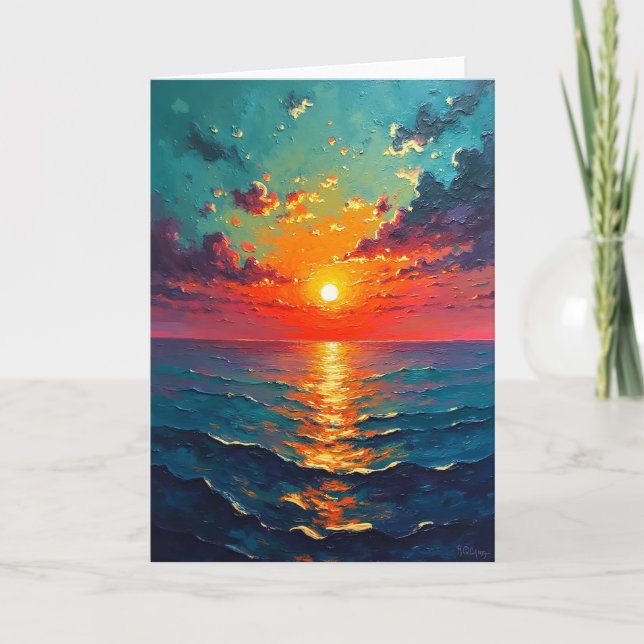 Ocean Sunset Birthday Card (Front)