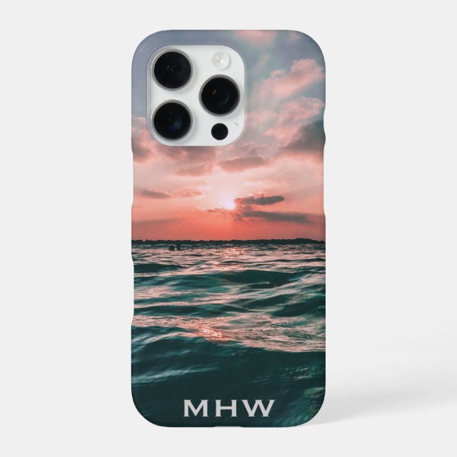 Ocean Sunset custom monogram phone cases (Back)