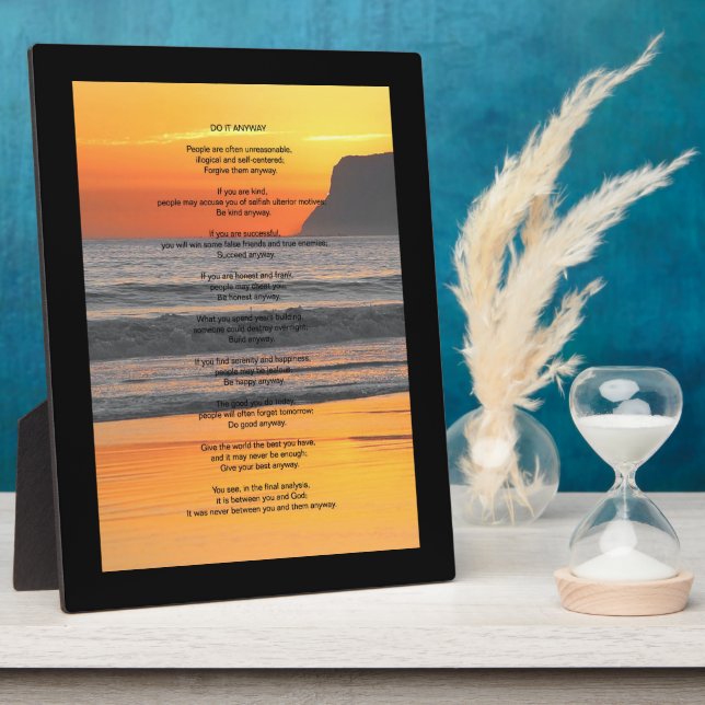 Ocean Sunset "Do It Anyway" Plaque (Side)