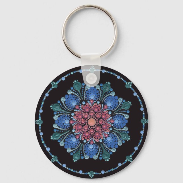 Ocean Sunset Dot Mandala Key Ring (Front)
