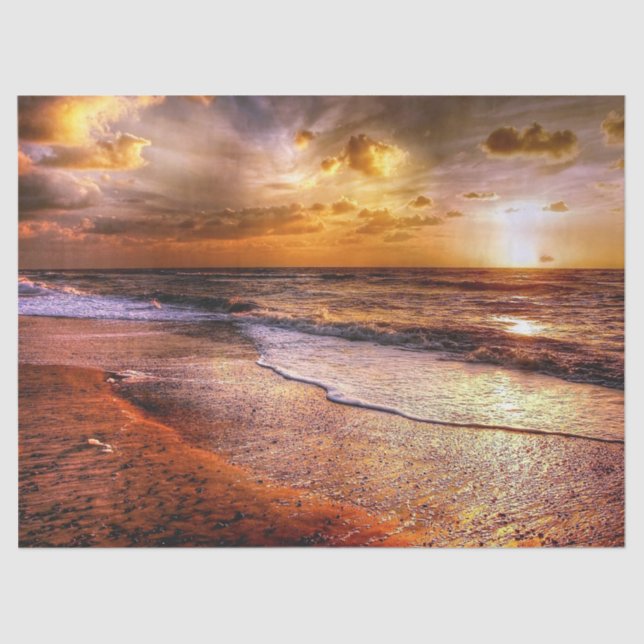 Ocean Sunset Evening Background Decoupage  Tissue Paper (Front)