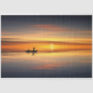 Ocean Sunset Fishing Boat Decoupage Tissue Paper