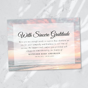 Ocean Sunset Funeral Memorial Thank You Card