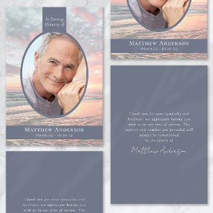 Ocean Sunset Funeral Sympathy Thank You Card