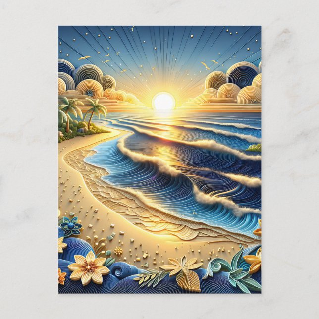 Ocean Sunset | Happy Birthday Postcard (Front)