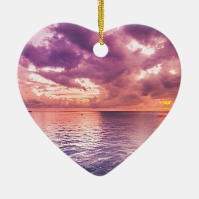 Ocean Sunset Inspirational Ceramic Ornament (Front)