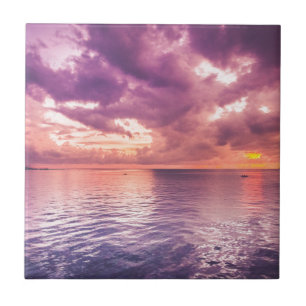 Ocean Sunset Inspirational Ceramic Tile