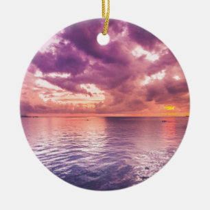 Ocean Sunset Inspirational Ceramic Tree Decoration