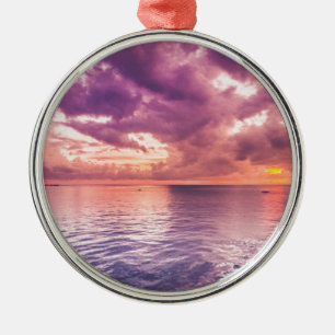 Ocean Sunset Inspirational Metal Ornament