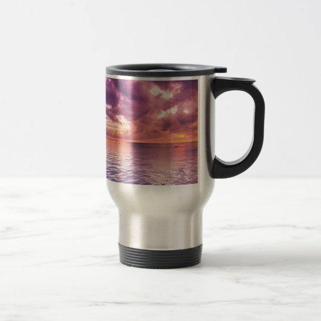 Ocean Sunset Inspirational Travel Mug (Right)