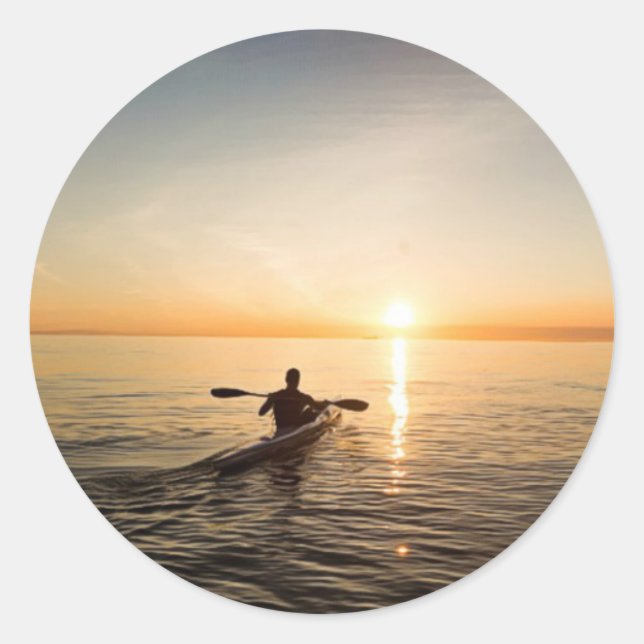 Ocean Sunset Kayak Canoe Stickers (Front)
