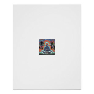 Ocean Sunset Meditation Silhouette Poster