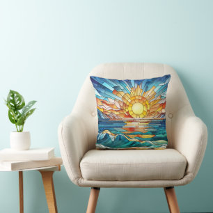 Ocean Sunset mosaic art Cushion