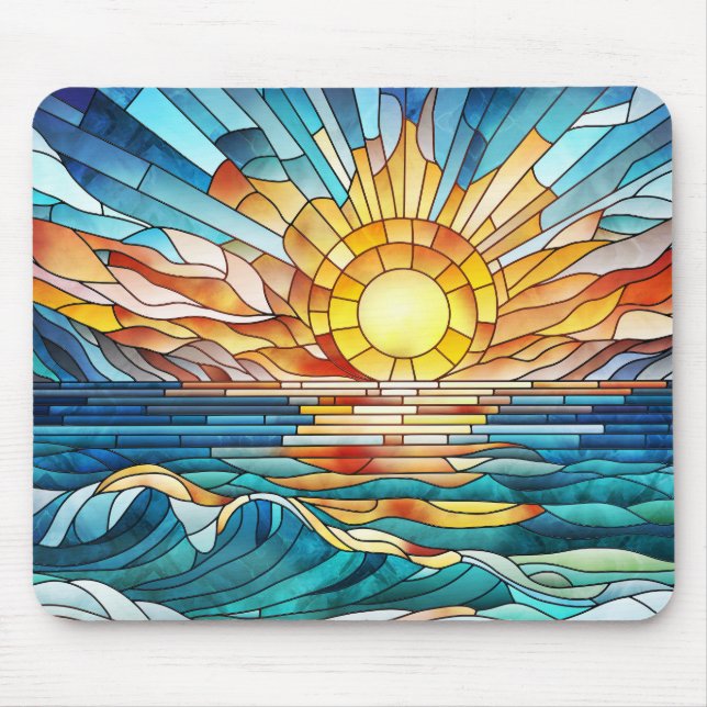 Ocean Sunset mosaic art Mouse Pad (Front)