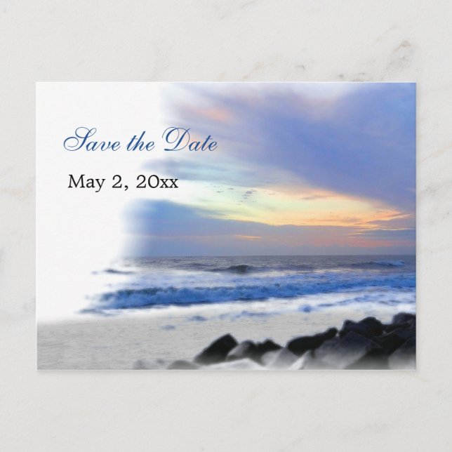 Ocean Sunset on the Beach Save the Date Postcard (Front)