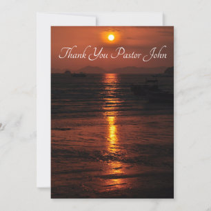Ocean Sunset Pastor Appreciation  Thank You Card