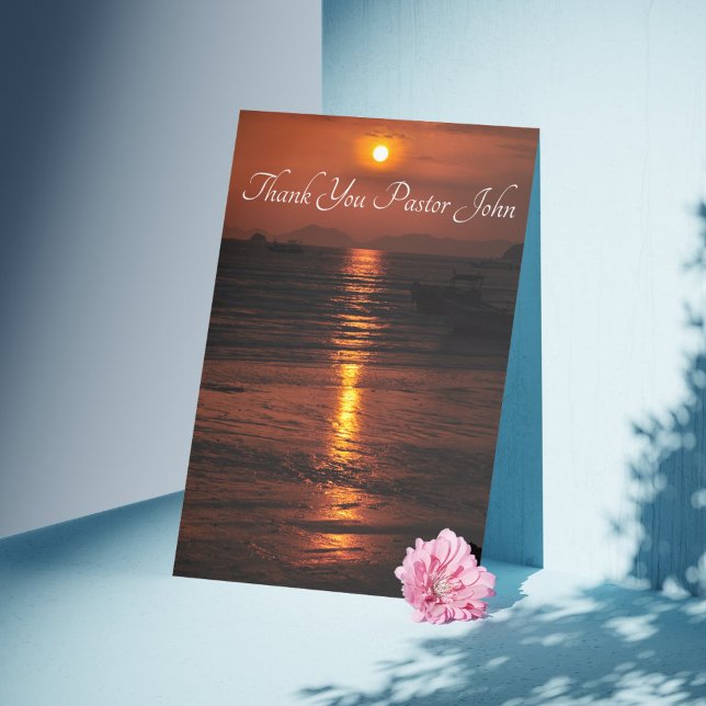 Ocean Sunset Pastor Appreciation  Thank You Card (Ocean Sunset Pastor Appreciation Thank You Card)