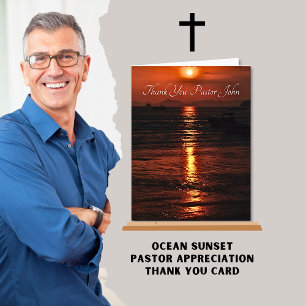 Ocean Sunset Pastor Appreciation  Thank You Card
