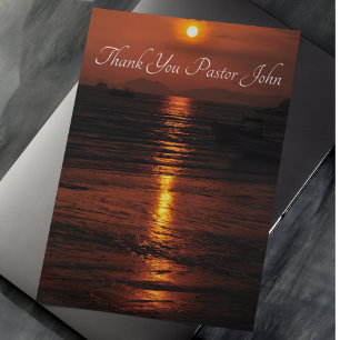 Ocean Sunset Pastor Appreciation Thank You Card