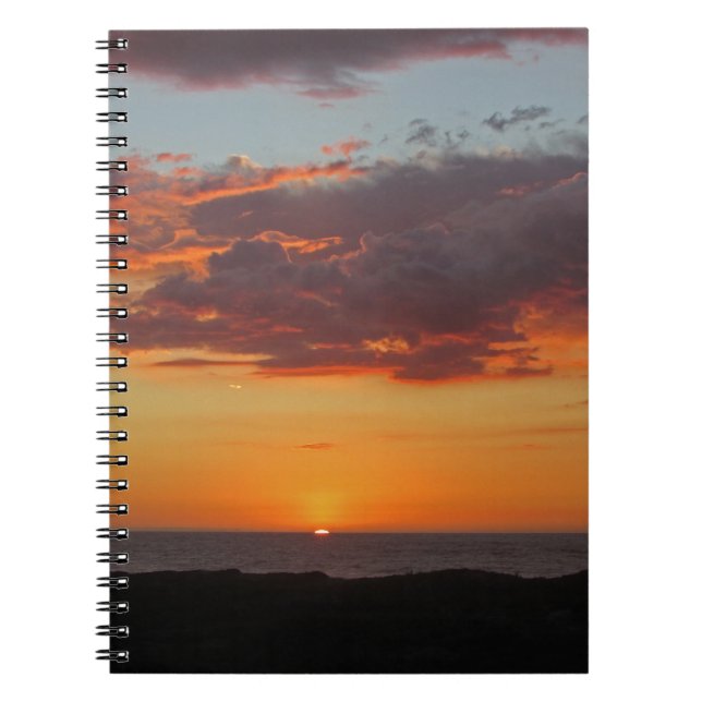 Ocean Sunset Photo Bright Orange Evening Sky Notebook (Front)