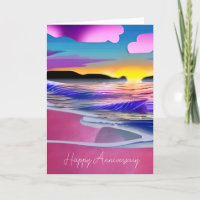 Ocean Sunset, Pink Sand, Happy Anniversary 