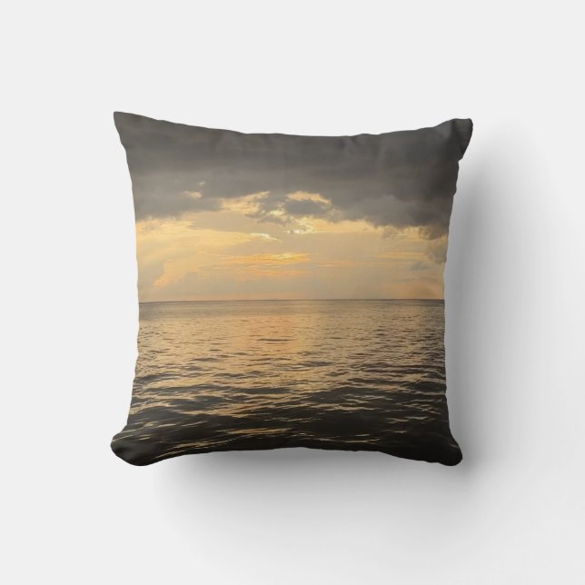 Ocean Sunset Reflection Photography -Beautiful Sea Cushion (Front)