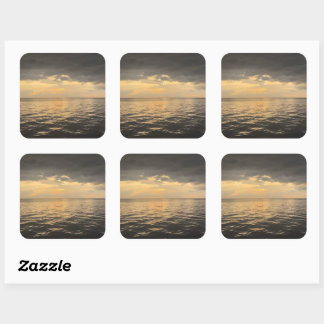 Ocean Sunset Reflection Photography-Beautiful Sea Square Sticker