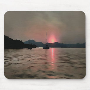 Ocean Sunset Sailboat Sunset Bozburun Marmaris Mouse Pad