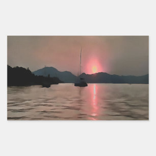 Ocean Sunset Sailboat Sunset Bozburun Marmaris Rectangular Sticker