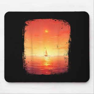 Ocean Sunset Sailing Boat Beach And Ocean Sunset Mouse Pad
