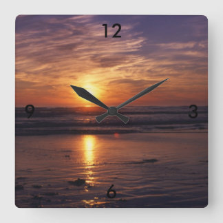 Ocean sunset square wall clock