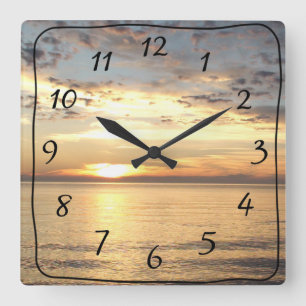 Ocean Sunset Square Wall Clock