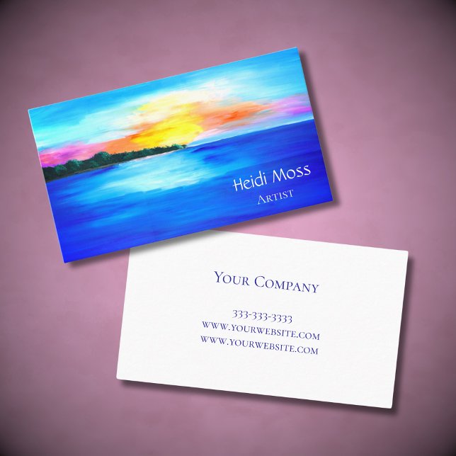 Ocean Sunset Trendy Abstract Artist Business Card (Creator Uploaded)